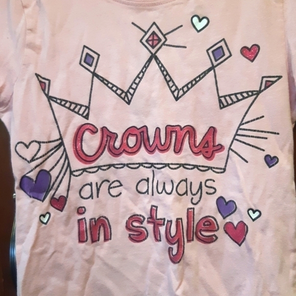 The children's place short sleeve t-shirt pink  girls size M 7/8 crown on chest - Picture 3 of 6